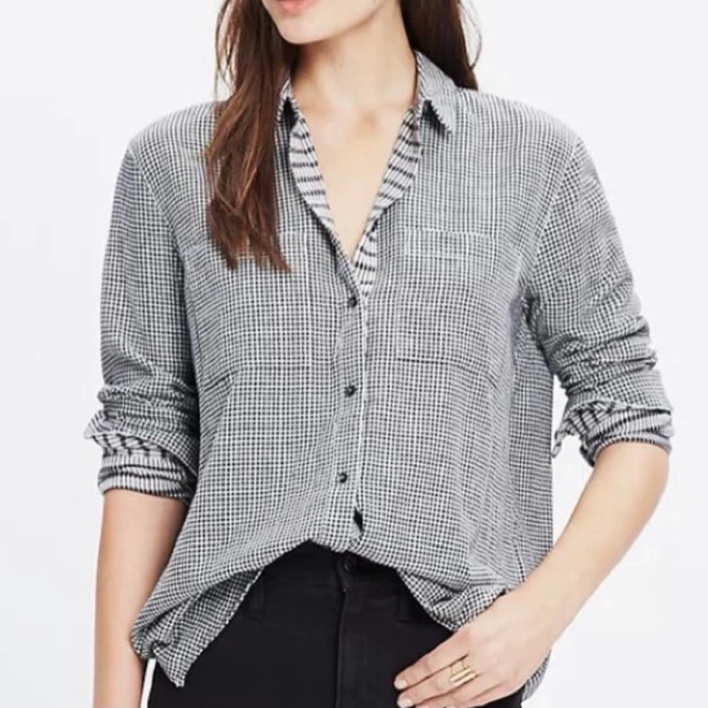Madewell Oversize Boyshirt Mini Gingham Check E5291 Women's Size XS X-Small